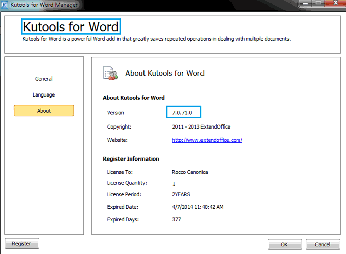 Kutools for word license name and code crack